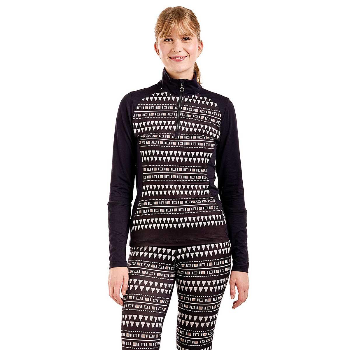 Swix Tista 1/2 Zip Mid Layer Print Top Women's in Black Print